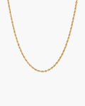 Rope Chain Necklace, twisted gold-tone rope chain, front view on white